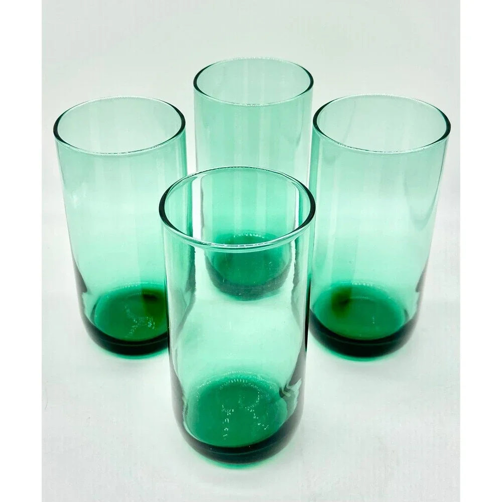 Set of 4 Vintage Libbey Metropolitan Juniper Green Cooler Glasses